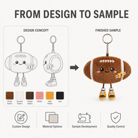 Pendentif en peluche personnalisé en forme de ballon de football, porte-clés mignon en forme de ballon de rugby, breloque de sac mascotte sportive avec chaussures pour cadeaux d'équipe