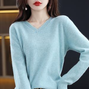 Cashmere Sweater <strong>Women</strong> Knitted Sweaters 100% Pure Merino Wool 2023 Winter Fashion V-Neck Top Autumn Warm Pullover <strong>Jumper</strong> Clothes - Product Image 3