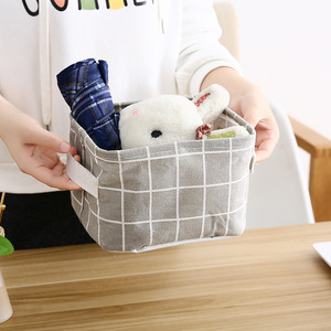 Printed cotton and linen <b>storage</b> basket with handles, miscellaneous item <b>storage</b> basket, <b>fabric</b> desktop cosmetic <b>storage</b> <b>box</b>, - Product Image 5
