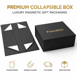 Boîte de produit pliable en carton <span class=keywords><strong>noir</strong></span> mat avec logo personnalisé, emballage magnétique, boîte cadeau rigide XL pour chaussures, baskets, bottes - Product Image 1