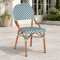 Chaise de bistrot française moderne, élégante et légère, en aluminium et rotin PE, pour extérieur, empilable, pour patio et parc, directement de l'usine