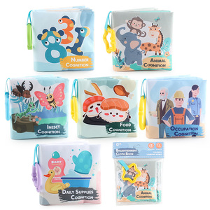 <span class=keywords><strong>Libro</strong></span> de tela lavable, <span class=keywords><strong>libro</strong></span> de actividades suaves de educación temprana con anillos de mordedor, juguete de aprendizaje cognitivo, animales, insectos y carreras - Product Image 2