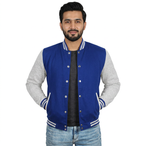 Embroidered Letterman Sleeve Leather Wool Varsity Jacket for <b>Men</b> High Quality <b>Men</b> Custom Varsity Jacket - Product Image 1