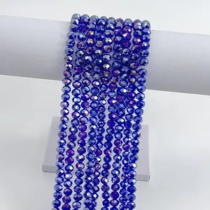 Factory Cheap Price 2/3/4/6/8mm Loose Beads Faceted Crystal Tyre Beads Rondelle Glass Beads For Jewelry Making