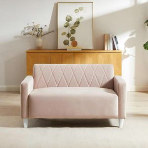 [<span class=keywords><strong>URBAN</strong></span>] Sofá Compacto de Tela de Dos Plazas, 120 cm de Ancho, Color Rosa, Ahorro de Espacio, Fácil Montaje, Estilo Nórdico para Sala de Estar, SG-130 - Product Image 2
