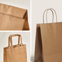Emballage à emporter pour restaurant avec poignée personnalisée, imprimé avec un logo, en papier kraft