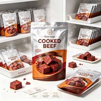 Emballage alimentaire prêt-à-manger en sachet rétractable en plastique PE recyclable et sûr, avec logo personnalisé imprimé, pour viande de bœuf cuite 	   121 ° Stérilisation à haute température