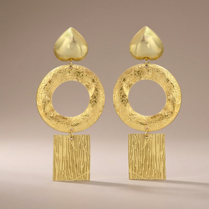 Juego de Aretes Colgantes con Diseño de Corazón, Chapados en Oro, Étnicos, Hermosos, de Diseño Clásico, para Regalo de Compromiso - Product Image 3