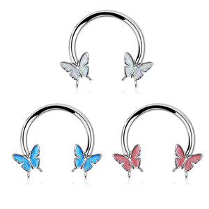 Anneau de nez papillon en acier inoxydable, piercing fer à cheval, bijou fantaisie, cadeau, accessoire de mode - Product Image 1