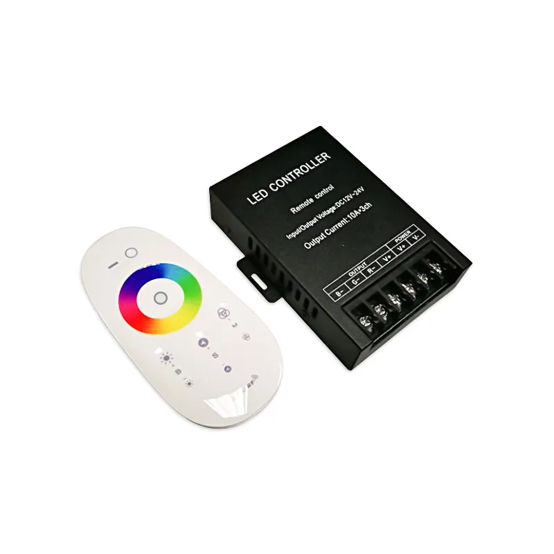 Pengontrol Led Kualitas Tinggi Rgb 30A DC 12V 24V Rf 2.4G Pengendali Jarak Jauh Sentuh untuk Lampu Led Pengontrol Rgb