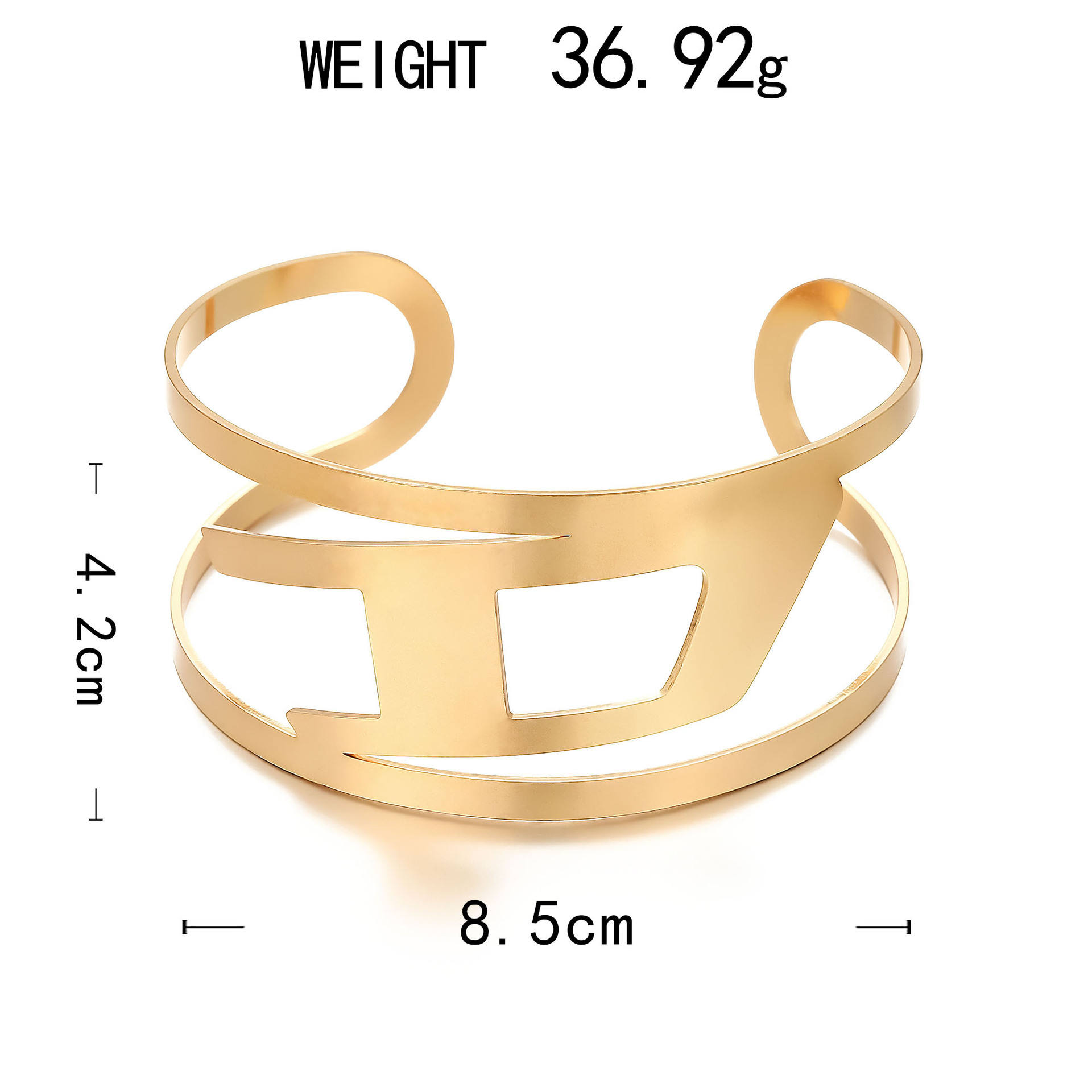 Golden Wide-Banded Arm Ring