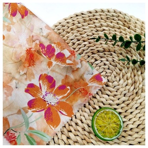 Tela Tejida <span class=keywords><strong>de</strong></span> 55% <span class=keywords><strong>Lino</strong></span> y 45% Algodón con Estampado Floral <span class=keywords><strong>de</strong></span> Colores Brillantes, 106 Gsm, para Prendas, Camisas, Cojines, Bolsos y Tapicería - Product Image 1