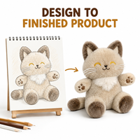 Peluche chaton marron clair personnalisée brodée anti-stress, vente en gros directe d'usine, fabricant OEM ODM d'animaux en peluche à bas prix