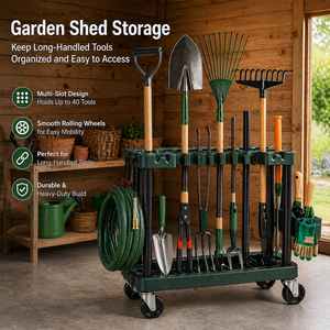 Chariot de rangement pour outils de jardin avec roulettes pratiques pour le rangement en atelier - Product Image 6