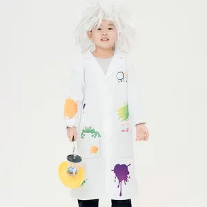 Bilim adamı rol oynamak için çocuklar için kariyer günü hastane üniformaları için çocuk beyaz laboratuvar ceket