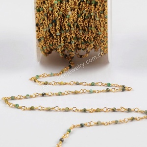 JT240 18K Reale Placcato Oro Filo Avvolto Catena Corona Del <span class=keywords><strong>Rosario</strong></span> 2 millimetri Sfaccettate Naturale Branelli Della Pietra Preziosa Catena di <span class=keywords><strong>Rosario</strong></span> - Product Image 6