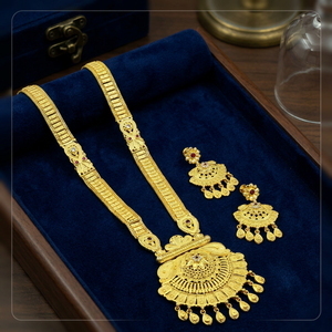 Wholesale Traditional Wedding Long Jewelry Set Brass 14K18K24K Micron Gold Plated AD Forming Long Jewelry Set Fashion Necklaces - Product Image 2