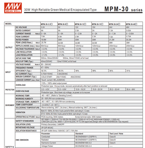 MEAN WELL MPM-30-24 31.2W 24V 1.3A แหล่งจ่ายไฟทางการแพทย์ PCB แบบติดตั้งบนแผงวงจร AC DC โมดูลจ่ายไฟแบบสวิตชิ่งแบบปิด - Product Image 5