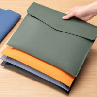 Carpeta Organizadora Multifuncional Azul A4 con Logotipo Personalizado, Carpeta de Sobres con Botón Magnético, Bolsa de Documentos Impermeable de Cuero PU para Negocios