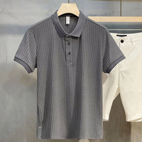 Chemises Polo Homme Manches Courtes de Haute Qualité Séchage Rapide Imprimés Rayés avec Décoration Boutonnée Tissu Polyester de Qualité pour Hommes