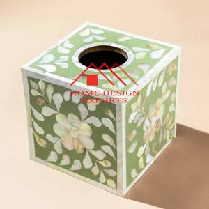 Caja de pañuelos con incrustaciones de hueso con diseño de patrón de aspecto, soporte para vajilla de boda, caja de baratija de almacenamiento con incrustaciones de hueso de diseño elegante - Product Image 3