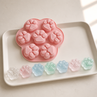 Rosa Silikon-Kuchenform mit Blumenpfoten-Design Backform Wiederverwendbare Gebäckform für Kuchendekoration