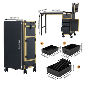 <span class=keywords><strong>Mesa</strong></span> <span class=keywords><strong>de</strong></span> Manicura OBOX con Estación <span class=keywords><strong>de</strong></span> Arte <span class=keywords><strong>de</strong></span> Uñas para Salones, Muebles Modernos <span class=keywords><strong>de</strong></span> Metal para Salón, Marco Dorado y Negro - Product Image 2