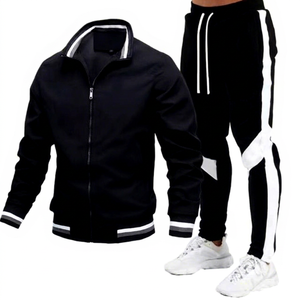 Chándal Deportivo para Hombre, Estilo Vintage, Corte Ajustado, 100% Algodón, Tejido de Secado Rápido, Diseño Sólido 2 en 1, Ligero, Cómodo, Informal - Product Image 1