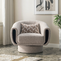Fauteuil d'appoint de luxe moderne avec cadre en bois massif, revêtement amovible en bouclette douce, mousse en polyester pour salon