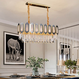 Rectángulo dorado LED Luz colgante Nuevos candelabros de cristal vintage Hogar Comedor Hotel Interior Decorativo Vintage Escalera - Product Image 1