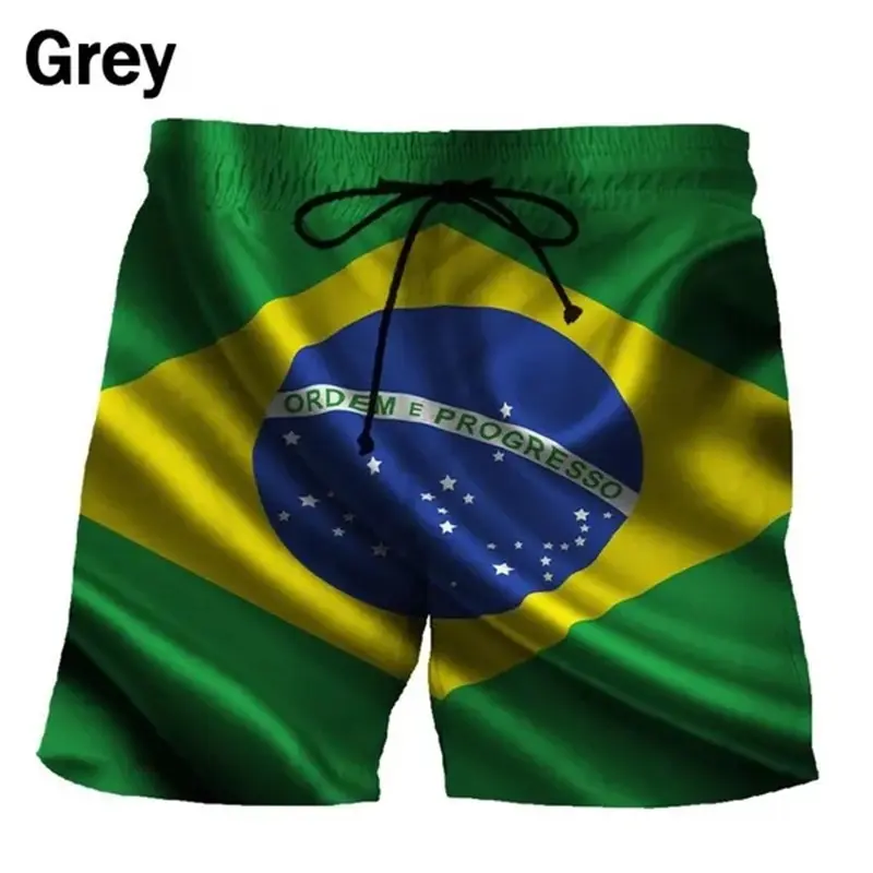 Pantalones cortos de playa con estampado 3D de bandera de Brasil para hombre, pantalones cortos informales de moda de verano para hombre, bañadores deportivos para gimnasio al aire libre