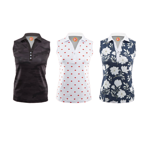 Polo sans manches pour femme - Haut de golf respirant à col en V pour les sports actifs et les tenues décontractées d'été - Product Image 1