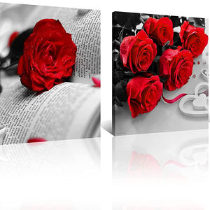 <span class=keywords><strong>Noir</strong></span> <span class=keywords><strong>blanc</strong></span> avec <span class=keywords><strong>rouge</strong></span> Art mural <span class=keywords><strong>rouge</strong></span> Rose décor mural décorations abstraites fleur image sur toile pour la décoration de la maison - Product Image 1