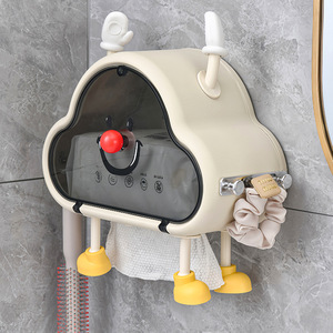 Cloud Shaped Toilet Paper Holder Wall Mounted Creamy White Storage Box With Face Design For Bathroom - Product Image 3