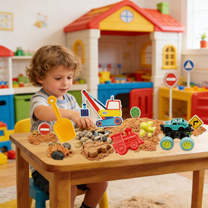 Kit de <span class=keywords><strong>sable</strong></span> artistique pour enfants certifié UE avec <span class=keywords><strong>bac</strong></span> à <span class=keywords><strong>sable</strong></span>, cadeau d'anniversaire pour garçon et fille, avec 1 lb de <span class=keywords><strong>sable</strong></span> brun et moule de train - Product Image 6