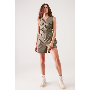<span class=keywords><strong>Combinaison</strong></span> sans manches avec ceinture en <span class=keywords><strong>kaki</strong></span> - Product Image 5