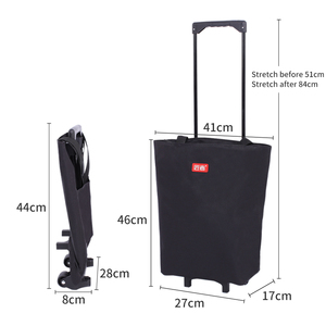 Bán buôn 5.5 cm PU 2 bánh xe gấp công suất lớn thoải mái chống gỉ Rod tay không thấm nước kéo mua sắm giỏ hàng Xe đẩy Túi - Product Image 2