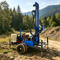 Foreuse de puits d'eau légère sur roues SM300, alimentée au diesel avec boîte de vitesses à commande hydraulique et pompe à boue, machine de forage sur site