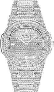 Relojes de Lujo Unisex con Cristales de Diamantes, Esfera Grande, Reloj de Cuarzo para Hombre y Mujer, Correa de Acero Inoxidable en Oro, Plata y Oro Rosa - Product Image 2