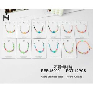 Cavigliera con Fiori e Conchiglie in Acciaio Inossidabile, Fatta a Mano, Set da 12 Pezzi per Gioielli da Donna - Product Image 1