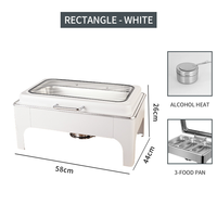 Chauffe-Plat Rectangulaire Hydraulique en Acier Inoxydable 201, Capacité 9L, Chauffage à la Vapeur, Luxe, pour Buffet d'Hôtel et Restauration, Réchaud Alimentaire