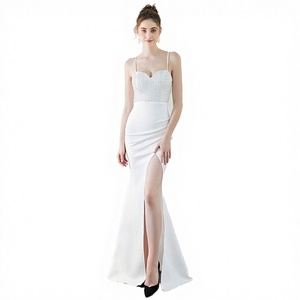 1512 #   Vestido de Noche Largo de Gasa con Tirantes Finos y Cuentas, Estilo Sirena, Sexy y Elegante para Cena, Eventos Sociales, Discoteca, Espectáculos y KTV - Product Image 2