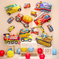 Ballons en aluminium en forme de véhicules de dessin animé : camion, train, camion de pompiers, ambulance – Ballons en aluminium pour garçons, thème voiture, fête d'anniversaire, baby shower