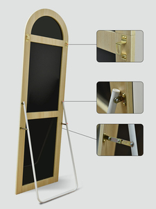 Miroir pleine longueur arqué à cadre noir, miroir mural fin pour chambre à coucher, salon, entrée, hôtel - Product Image 5