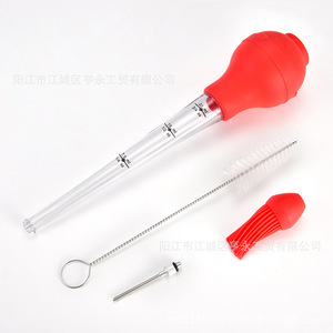 Turkey Seasoning Pump Silicone Needle With Cleaning Brush Meat Injector Barbecue Tool Red And Black - Product Image 1