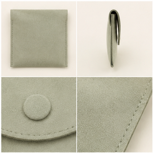 Étui d'emballage pour bijoux en microfibre personnalisé avec rabat à bouton pour carte de bague - Product Image 4