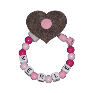 Catenella per ciuccio con nome feltro cuore / fiore (bambina) - Product Image 4