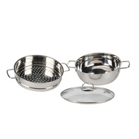 Casserole vapeur de cuisine de haute qualité, luxueuse, écologique, en acier inoxydable 4 Ti, avec couvercle en verre