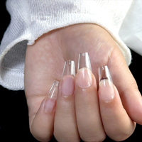 Makeauty - Puntas de Uñas Acrílicas Transparentes con Diseño de Ataúd Cuadrado y Stiletto, Cobertura Completa, 504 Unidades