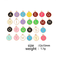 Breloques en émail rondes double face avec 26 lettres, pendentifs alphabet et chiffres, accessoires pour la fabrication de bijoux DIY, 50 pièces/sac
